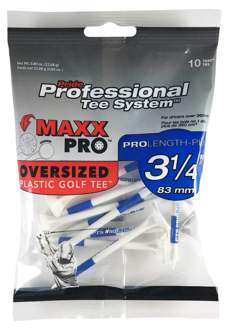 PrideSports 3-1/4" MaxxPro Oversized Plastic Golf Tee, 10 ct, White - Image 1